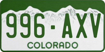 CO license plate 996AXV