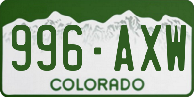 CO license plate 996AXW