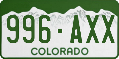 CO license plate 996AXX