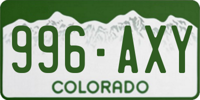 CO license plate 996AXY
