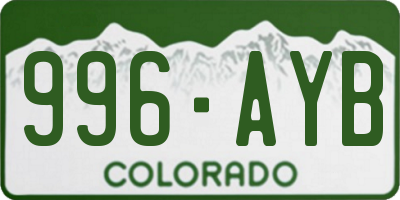 CO license plate 996AYB