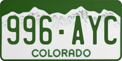 CO license plate 996AYC