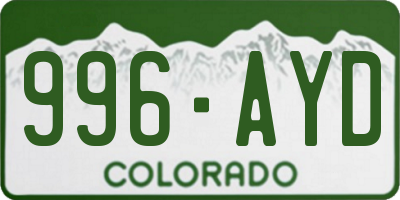 CO license plate 996AYD