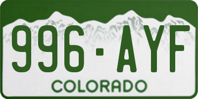 CO license plate 996AYF