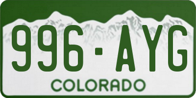 CO license plate 996AYG