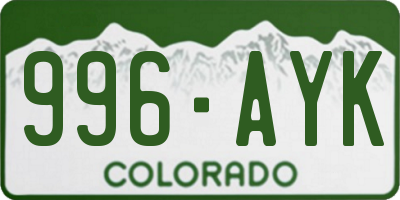 CO license plate 996AYK