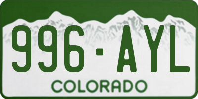 CO license plate 996AYL