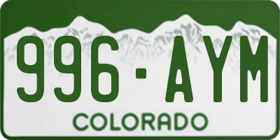 CO license plate 996AYM