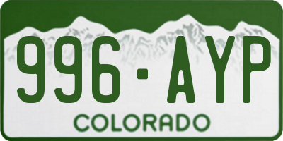 CO license plate 996AYP