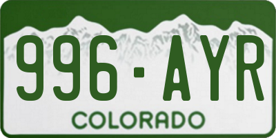 CO license plate 996AYR