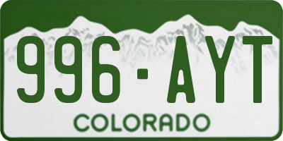 CO license plate 996AYT