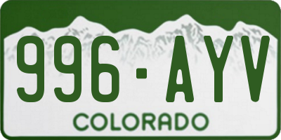 CO license plate 996AYV