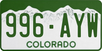 CO license plate 996AYW