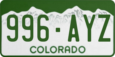 CO license plate 996AYZ