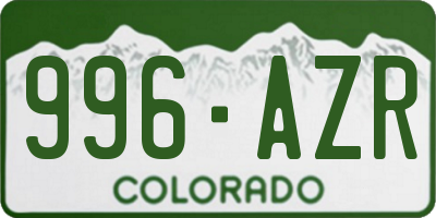 CO license plate 996AZR