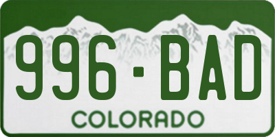 CO license plate 996BAD
