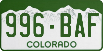 CO license plate 996BAF
