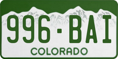 CO license plate 996BAI