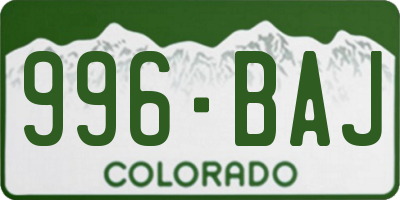CO license plate 996BAJ
