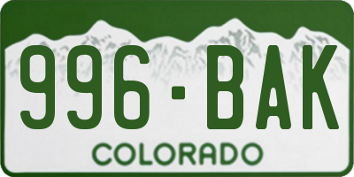 CO license plate 996BAK