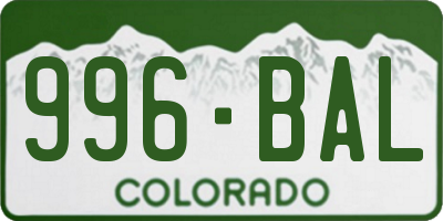 CO license plate 996BAL
