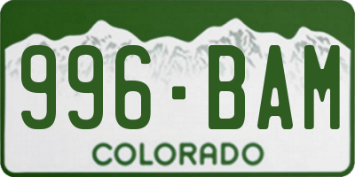 CO license plate 996BAM