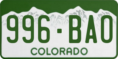 CO license plate 996BAO
