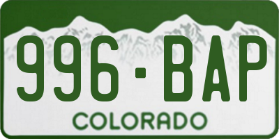 CO license plate 996BAP