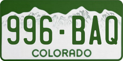CO license plate 996BAQ