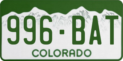 CO license plate 996BAT