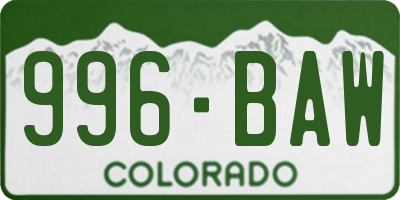 CO license plate 996BAW
