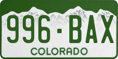 CO license plate 996BAX