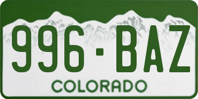 CO license plate 996BAZ