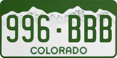 CO license plate 996BBB