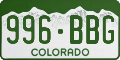 CO license plate 996BBG