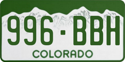 CO license plate 996BBH