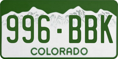 CO license plate 996BBK