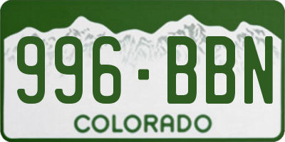 CO license plate 996BBN