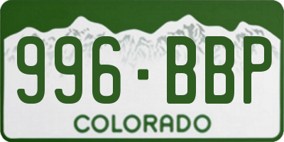 CO license plate 996BBP