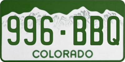 CO license plate 996BBQ
