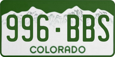 CO license plate 996BBS