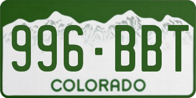 CO license plate 996BBT