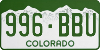 CO license plate 996BBU