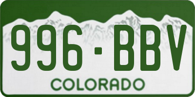 CO license plate 996BBV