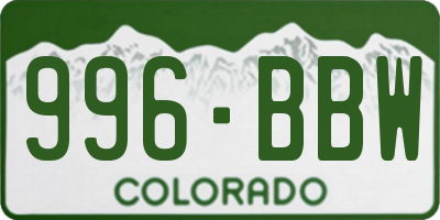 CO license plate 996BBW