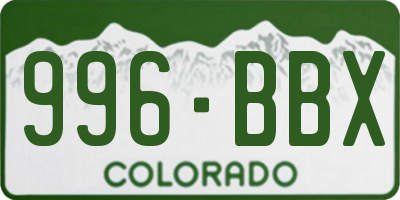 CO license plate 996BBX