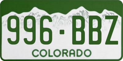 CO license plate 996BBZ