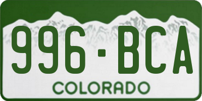 CO license plate 996BCA
