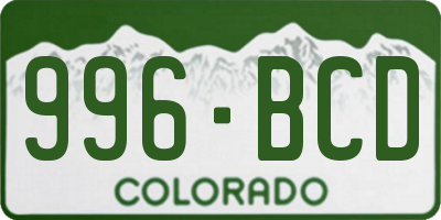 CO license plate 996BCD