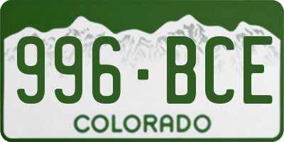 CO license plate 996BCE